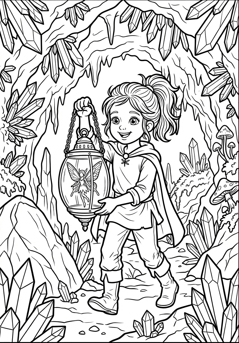 Child brushing a unicorn in a forest