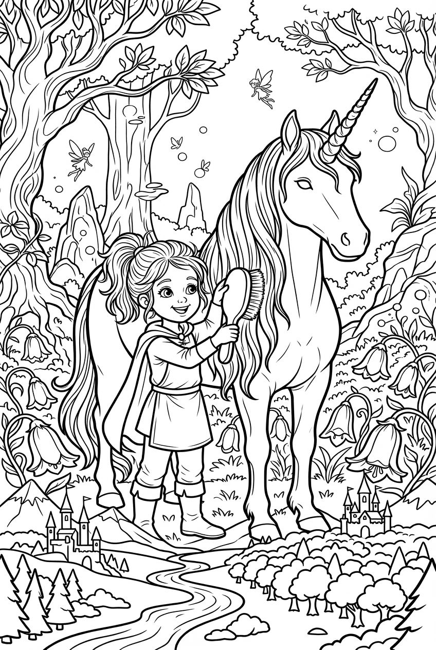 Child meeting dinosaurs in the jungle